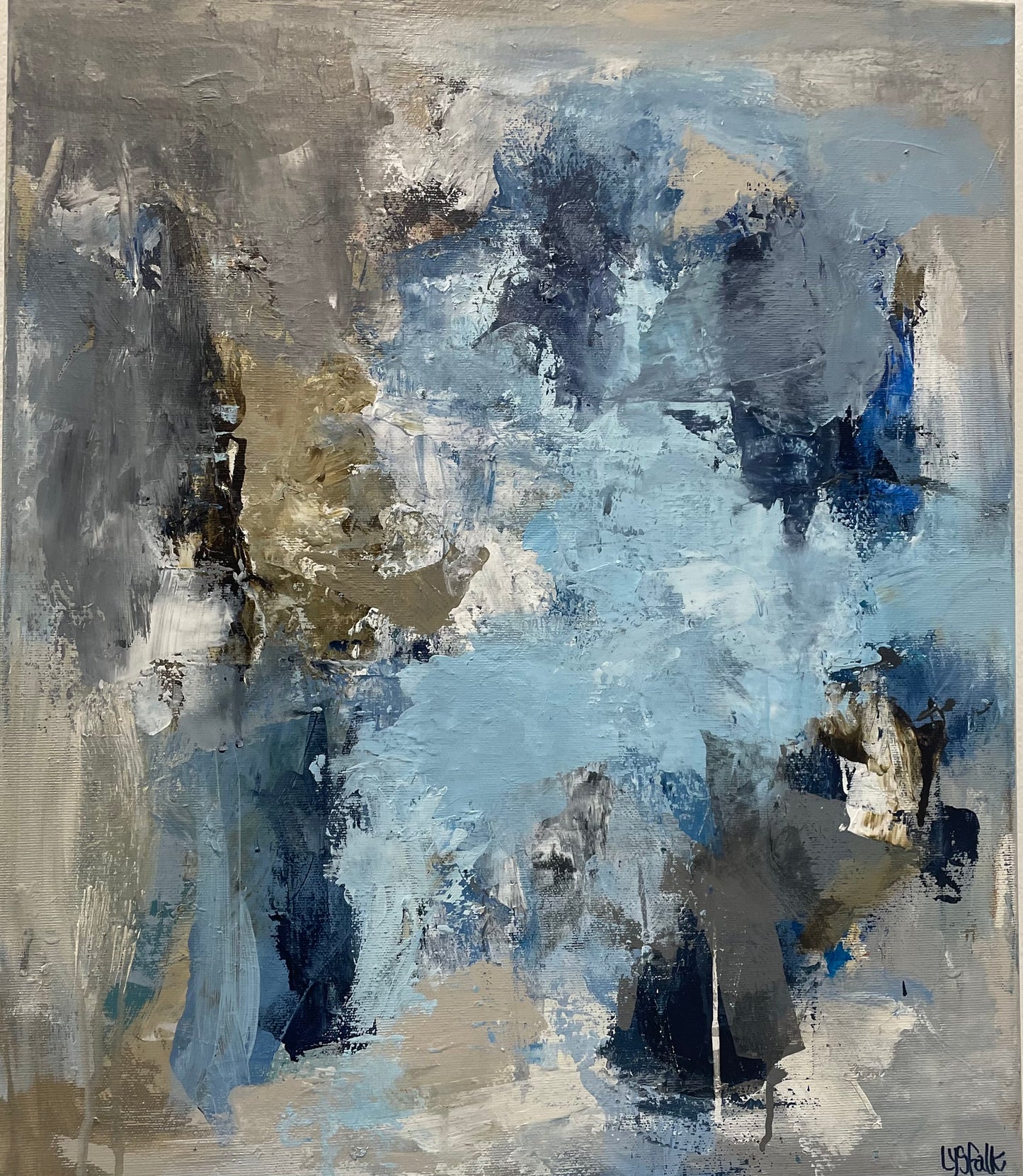 TÅGEDIS 60x50 cm Maleriet er indrammet i en lysnet egetræsramme